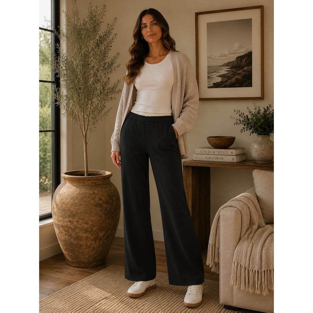 House of Harlow 1960 Pants Women 6 Black Quiet Luxury Office Minimalist